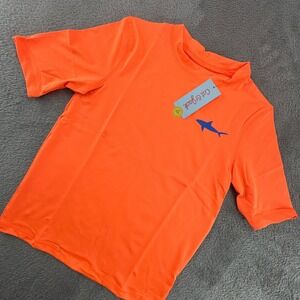 Cat & Jack Rash Guard Kids M 8/10 Husky Orange NWT Shark Swim Shirt UPF 50+